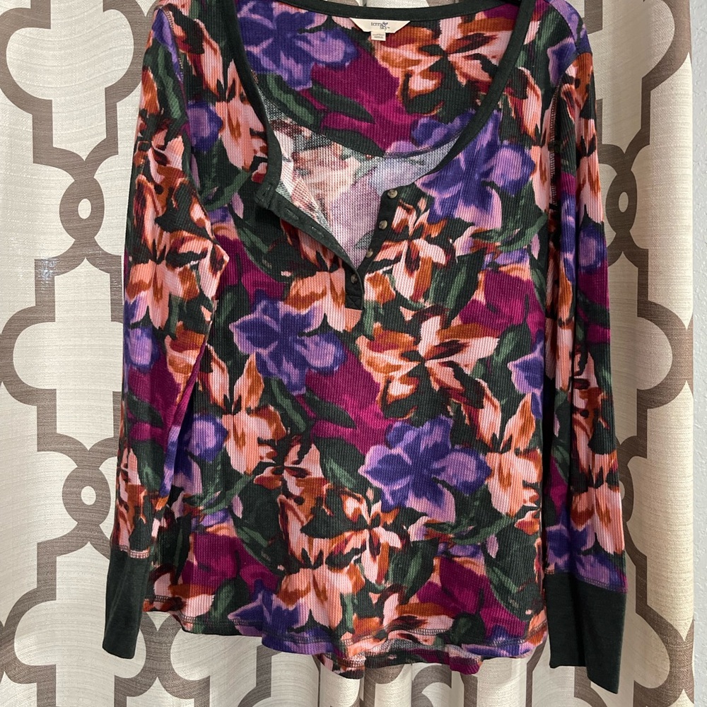 Terra & Sky Floral Long Sleeve Top - Purple, Pink, Green